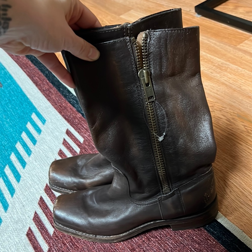 Frye Brown Leather Combat Boots